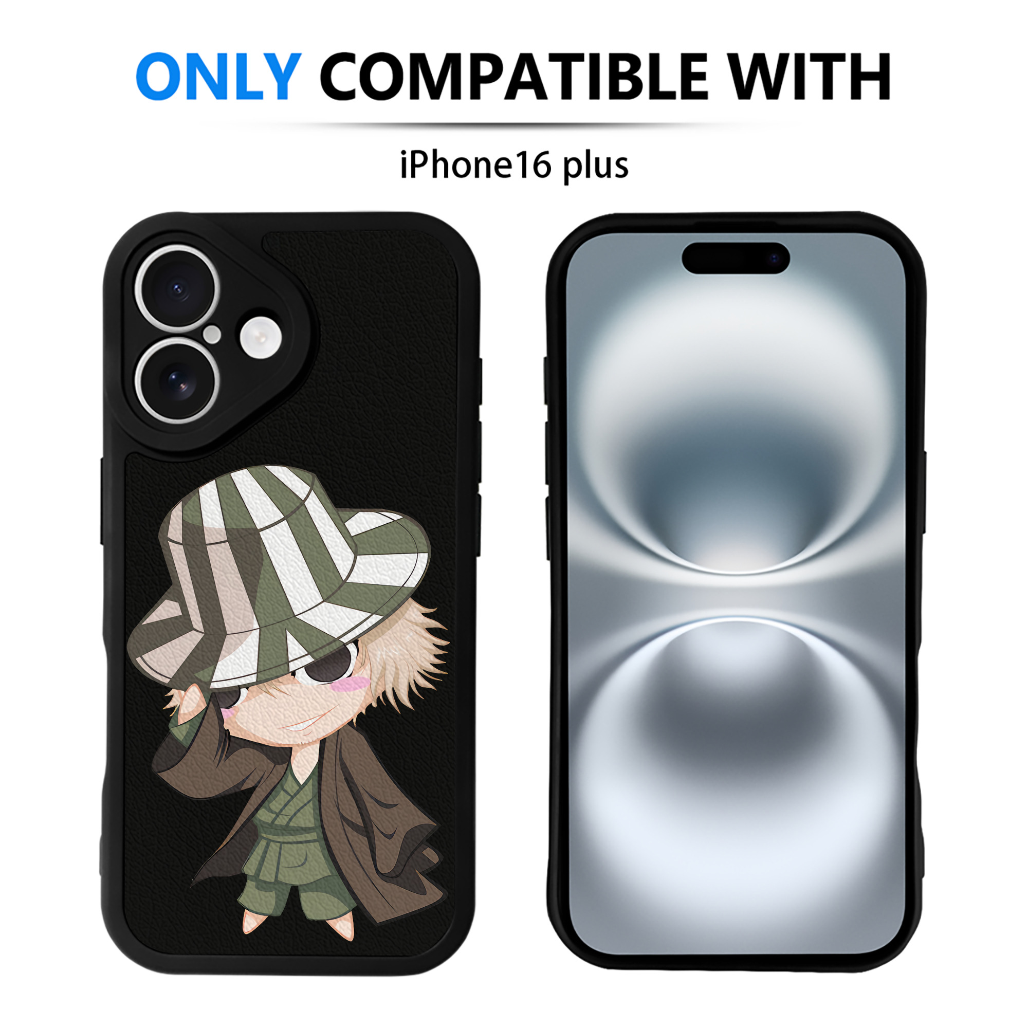 （画像用） "ブリーチ 浦原 喜助（うらはら きすけ） BLEACH Urahara Kisuke " 【iPhone 16シリーズ対応】シリコンスマホケース（レザー調） 材質：シリコン